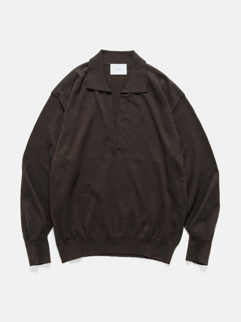 ssstein Organic Cotton Knit Skipper LS Dark Brown, Sweaters