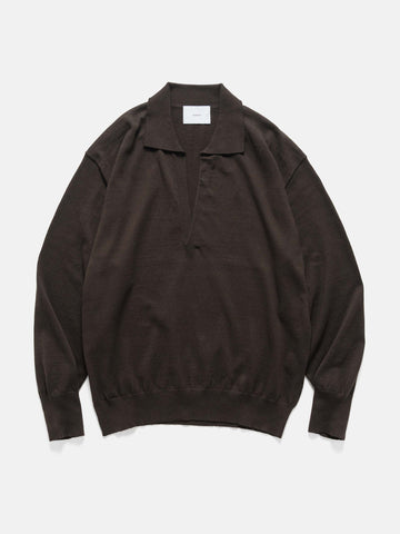 ssstein Organic Cotton Knit Skipper LS Dark Brown, Sweaters