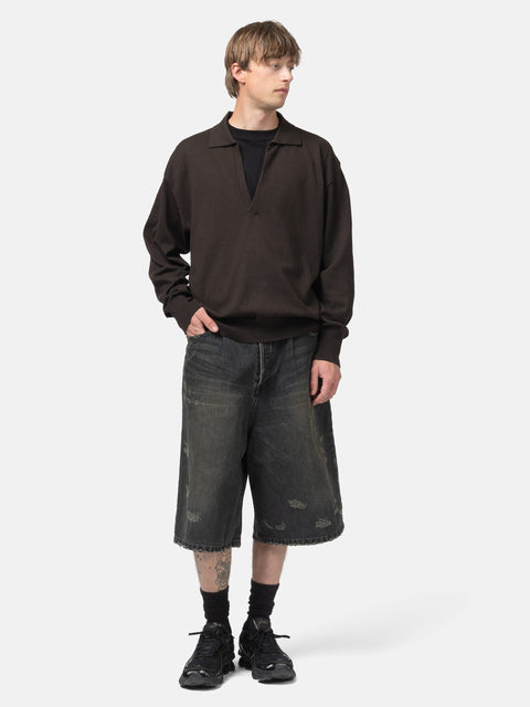 ssstein Organic Cotton Knit Skipper LS Dark Brown, Sweaters