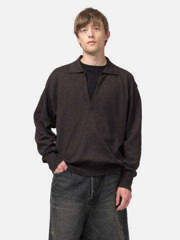 ssstein Organic Cotton Knit Skipper LS Dark Brown, Sweaters