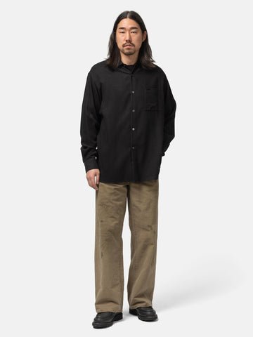 ssstein Rayon Silk Flannel Oversized Down Pat Shirt Charcoal, Shirts