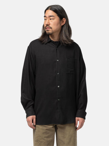 ssstein Rayon Silk Flannel Oversized Down Pat Shirt Charcoal, Shirts