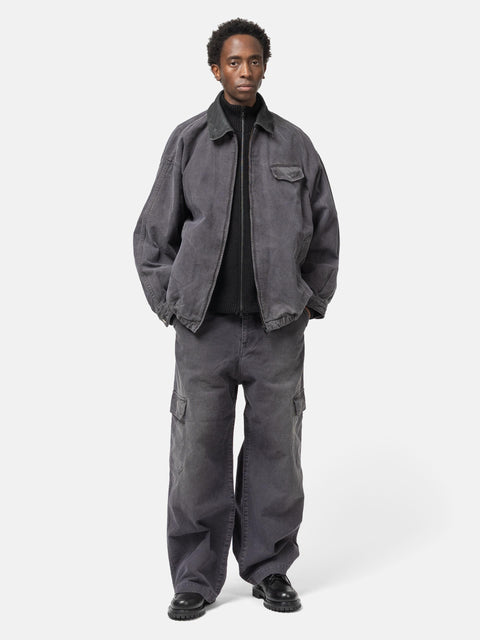 ssstein Sulfur Dyed Whip Cord Vintage Trousers Black, Cargo Pants
