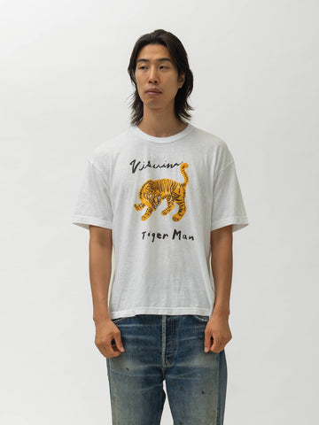 visvim Jumbo Tee S/S Tiger Man White, T-Shirts
