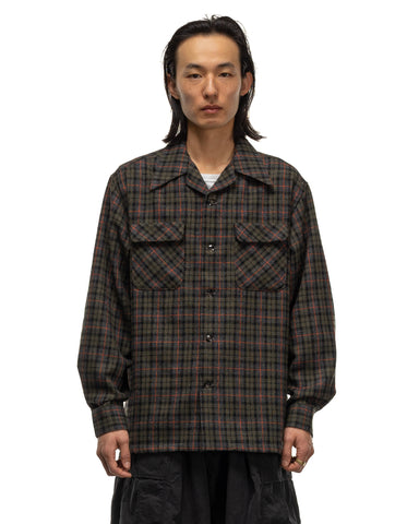KAPITAL Wool Check Board Shirt Khaki, Shirts